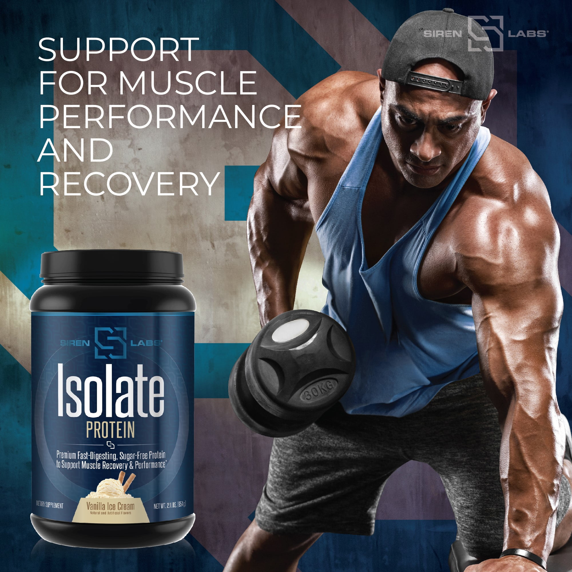 Siren Labs Isolate Premium Whey Protein Powder-Keto Friendly- Isolate and Hydrolysate with Amino Acids including Glutamine for Lean Muscle Growth and Recovery - Vanilla Ice Cream (30 Servings)