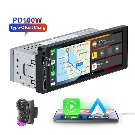LEHX 1din 6.9 IPS Touch Screen Wired Carplay Android Auto Mirror Link Car Radio Multimedia 1 din Car Stereo MP3 MP5 Player FM