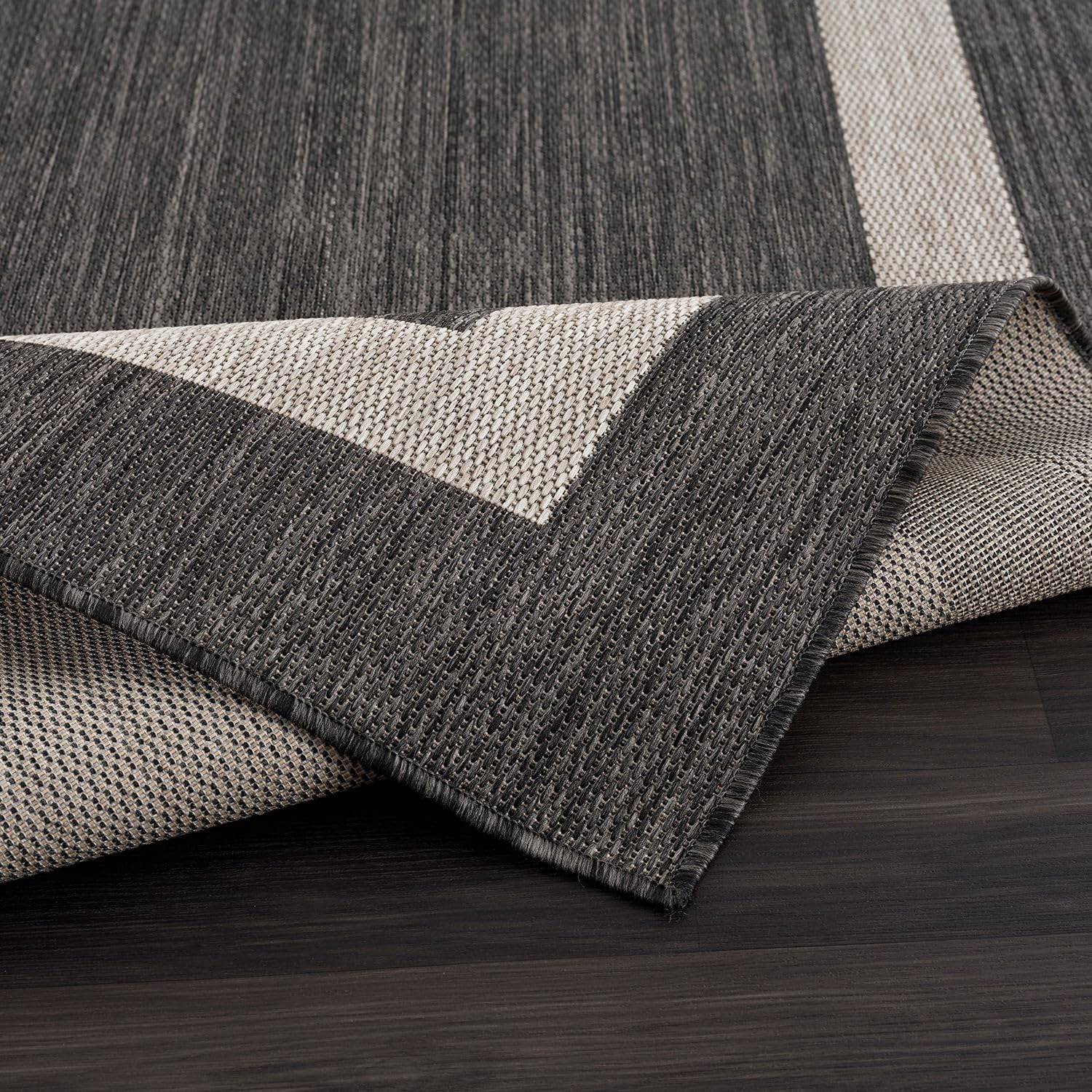 Outdoor Rug 5x7 Modern Outside Rugs For Patios Porches Waterproof Durable Washable Non-shedding  Easy-to-clean Indoor Area Carpet (5 X 7 Bordered - Dark Gray/light Gray)