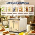 thumbnail image 5 of YSSOA Stainless Steel 2 Slice Toaster, 6 Browning Setting and Bagel/Defrost/Cancel Functions, Retro Compact Oven, Extra Wide Slot, Removable Crumb Tray, Silver, 5 of 7