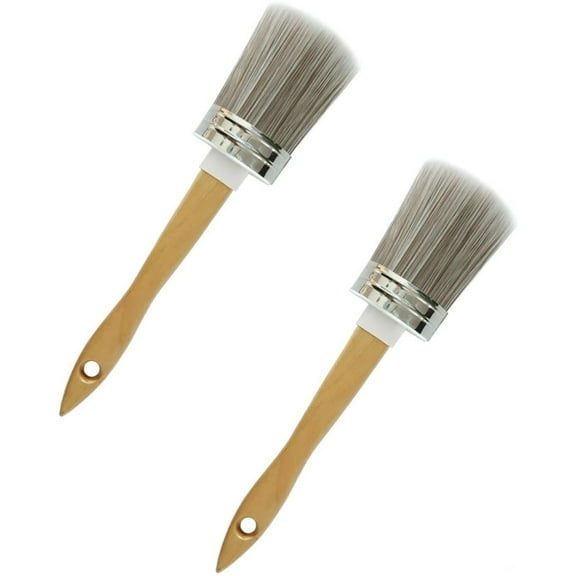 Chalk Paint Brush, Elliptic Furniture Brushes, Wall Paint Brushes, Stencil Brushes, Wood Stain Brush for Milk Paint ＆ Furniture Painting Wax, DIY Painting, Wood Stain Brush, Washable Reusable, 2 Pcs