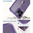 thumbnail image 3 of for iPhone 14 Pro Max Case Clear Glitter, with Screen Protector + Camera Protector, [Military-Grade Protective] [Non-Yellowing] Slim Shockproof Women Cute Bumper Cover 6.7" 2022 (Light Purple), 3 of 14