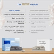THREAD SPREAD 100% Cotton Queen Bed Sheets - Luxury 400 Thread Count Bed Sheets Queen Size (4 PC, Dark Grey) Silky Soft Cooling Sateen Hotel Sheet Set