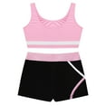 thumbnail image 3 of Nyeemya Kids Girls 2 Piece Dance Sports Outfits Crop Top with Booty Shorts Set for Gymnastics Dancing Pink 10, 3 of 7