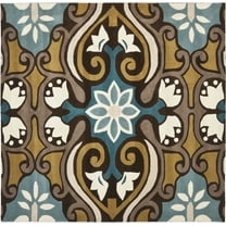 SAFAVIEH Wyndham Kristen Floral Wool Area Rug, Blue/Multi, 7' x 7' Square