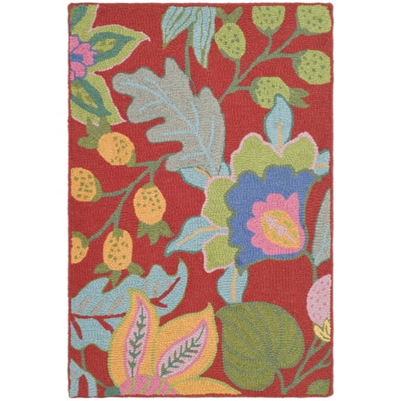 SAFAVIEH Jardin Coriander Floral Wool Area Rug, Red/Multi, 2'6" x 4'