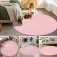 thumbnail image 6 of Pink Large Area Rugs for Bedroom Living Room, Soft Non Slip Carpet Bedside Rug, Farmhouse Pink Decor Round Floor Cover Kitchen Accent Rug 3.3' for Dining Room/Office, 6 of 9