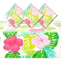 3 Pack Tropical Plastic Tablecloth, Hibiscus Floral Table Cover for Hawaiian Luau Party Supplies Decorations, 54" x 108"
