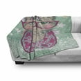 thumbnail image 3 of Cat Soft Flannel Fleece Throw Blanket, Fashion Cat in Hipster Glasses and Lace Collarette Bow Vintage Humorous Graphic, Cozy Plush for Indoor and Outdoor Use, 50" x 70", Pink Mint Green, by Ambesonne, 3 of 6
