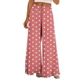 thumbnail image 2 of ClodeEU Women Elastic High Waist Polka Dot Wide Leg Palazzo Pants,Casual Loose Flowy Trousers ,Women's Plus XXL, 2 of 5