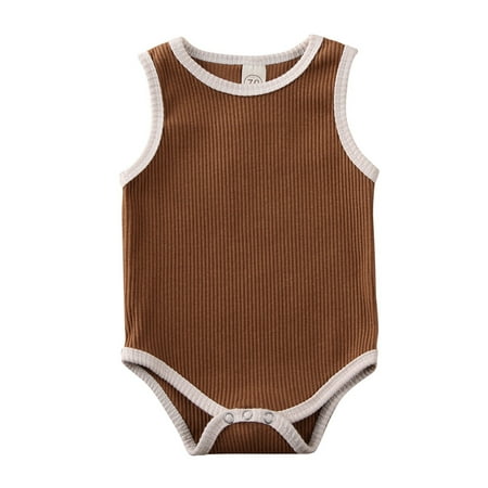 

Yinyinxull Summer Newborn Baby Boys Girls Sleeveless Romper Jumpsuit Playsuit Clothes Brown 9-12 Months