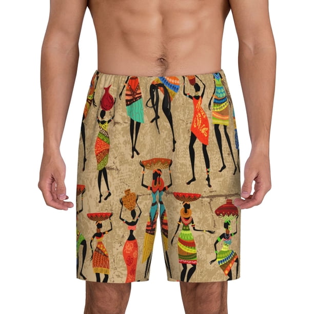 Fotbe Dancing African Women Pantalones Cortos de Pijama para Hombre, Ropa de Dormir, Pantalones de Pijama Cortos para Hombre-XX-Large