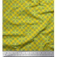 thumbnail image 1 of Soimoi Yellow Silk Fabric Square & Triangle Geometric Print Sewing Fabric Yard 42 Inch Wide, 1 of 1