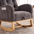 thumbnail image 4 of LY-5104 Dark Gray Accent Rocking Chair with Footrest High Back Rubber Wood Rocking Legs Bedroom Living Space 26.77D X 38.36W X 39.76H Inch, 4 of 6
