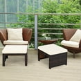 thumbnail image 5 of Costway 2PCS Patio Rattan Ottoman Cushioned Seat Foot Rest Furniture White, 5 of 11
