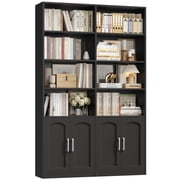Homfa 73″ Tall Bookcases with Doors, 8 Cubes 6-Tier Double Row Bookshelf, Black Bookcase for Living Room Home Office