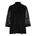 thumbnail image 6 of Buigttklop Women Velvet Mini Dress Button Shirts Casual Puff 3/4 Sleeve Patchwork Sequin Tops, 6 of 6