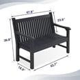 thumbnail image 2 of Psilvam Garden Bench, 2-Person Poly Lumber Patio Bench, All-Weather Outdoor Bench That Never Rot, Memorial Bench, Suit for Garden, Porch and Park (Black), 2 of 13