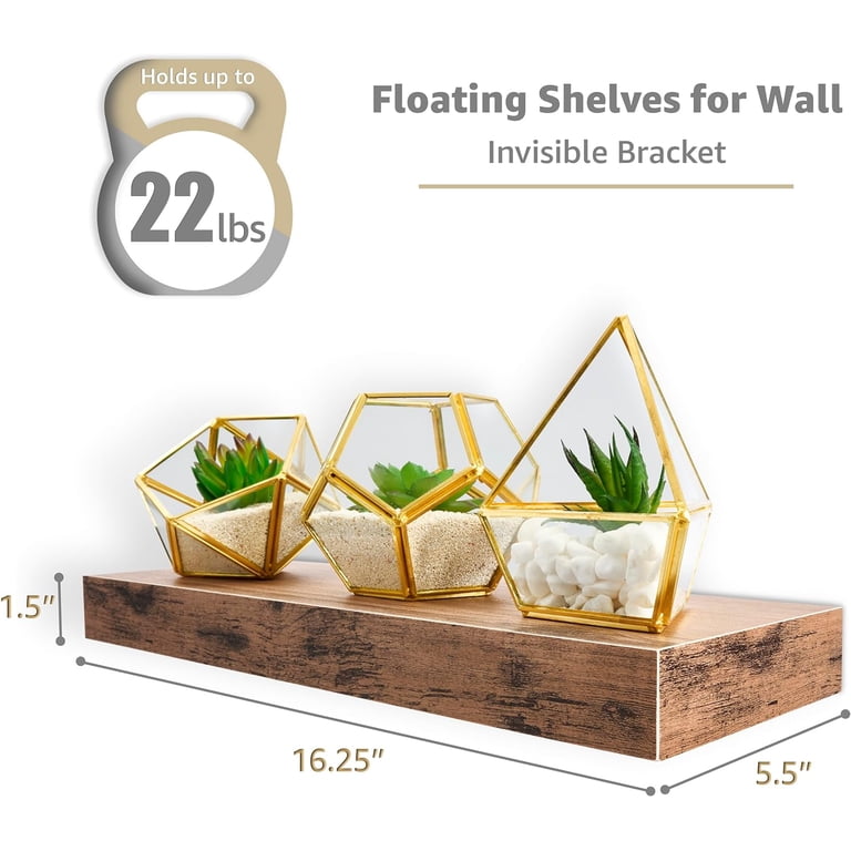 Sorbus Floating Shelves, Brown 4-Pack (16.25") photo 5
