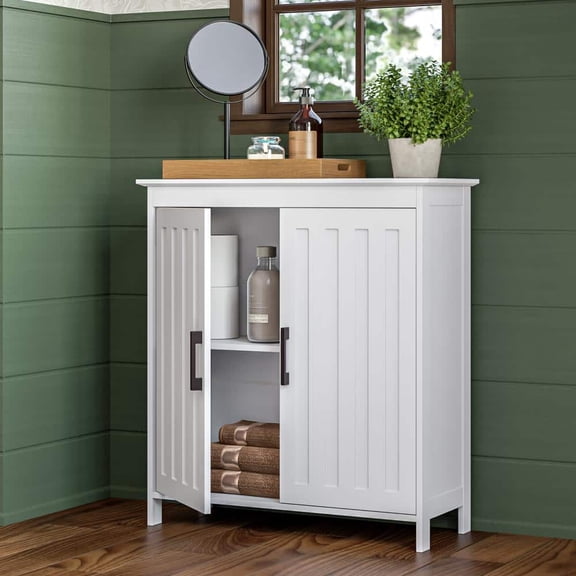 Monroe 27.25 in. W x 11 in. D x 29.88 in. H White Linen Cabinet Bathroom and Laundry Storage Cabinet with Shelves