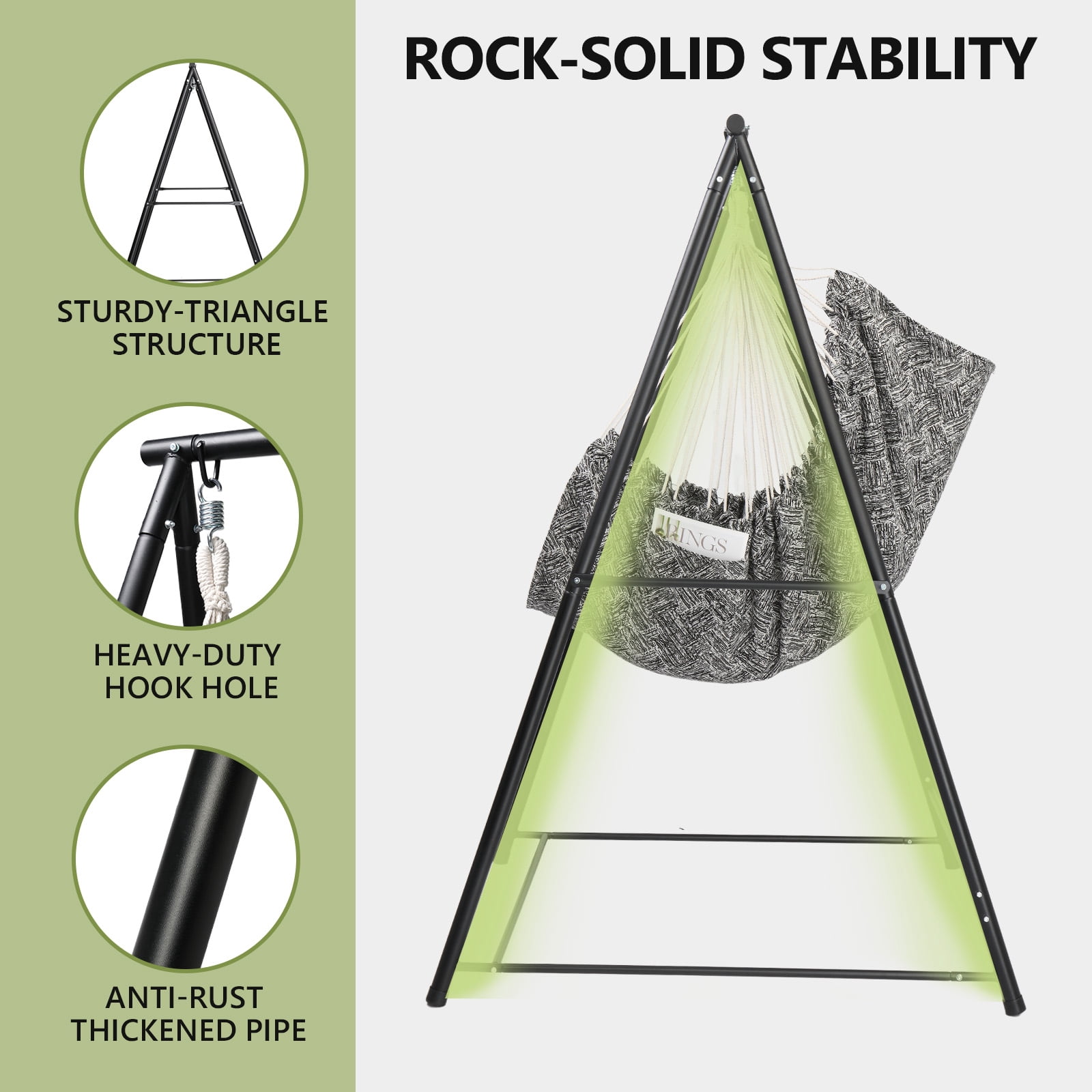 Hammock Chair Stand with Swing Chair, 112*113*180cm