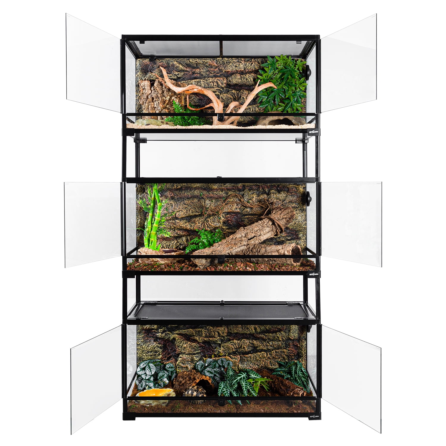 GUZZLO 3-Layer 40 Gallon Full Tempered Glass Reptile Terrarium, Easy Assembly