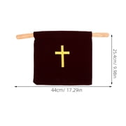 FRCOLOR Embroidered Cross Pattern Church Offering Bag Large Capacity Pouch For Church Missions Baptism Christening And First Communion Ceremonies