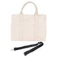thumbnail image 1 of Bolso de mano para mujer, de lona, de un solo hombro, informal, para la escuela, con cremallera, correa ajustable, color beige, talla M, 1 of 15