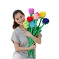 thumbnail image 2 of 30cm Plush Rose Flower Bendable Stems Colorful Stuffed Rose Flower Toy Durable Roses Plush Bouquet Toy Rose Soft Flower Toys Gift for Kids Baby Girl Orange, 2 of 7