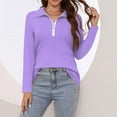 thumbnail image 6 of Work Blouses for Women Women's Spring And Fashion Casual Solid Color Printed Zipper V-Neck Long Sleeve Shirt Tops, 6 of 7