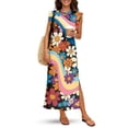 thumbnail image 3 of KUIFORTI Spring Couple Matching Outfits Bohemian Flower 4-Way Stretch Husband Wife Matching Outfits Gifts for Couples Slit Design Soft and Comfortable Quick-dry Lightweight, 3 of 7