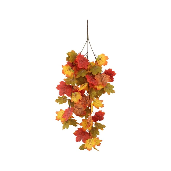 24 Inch Artificial Gradient Maple Leaf Teardrop Swag, Fall Hanging Vine Spray, Halloween Decorations, Thanksgiving Harvest Wall Hanging Ornament, Indoor Outdoor Front Door Mantel Holiday Decor