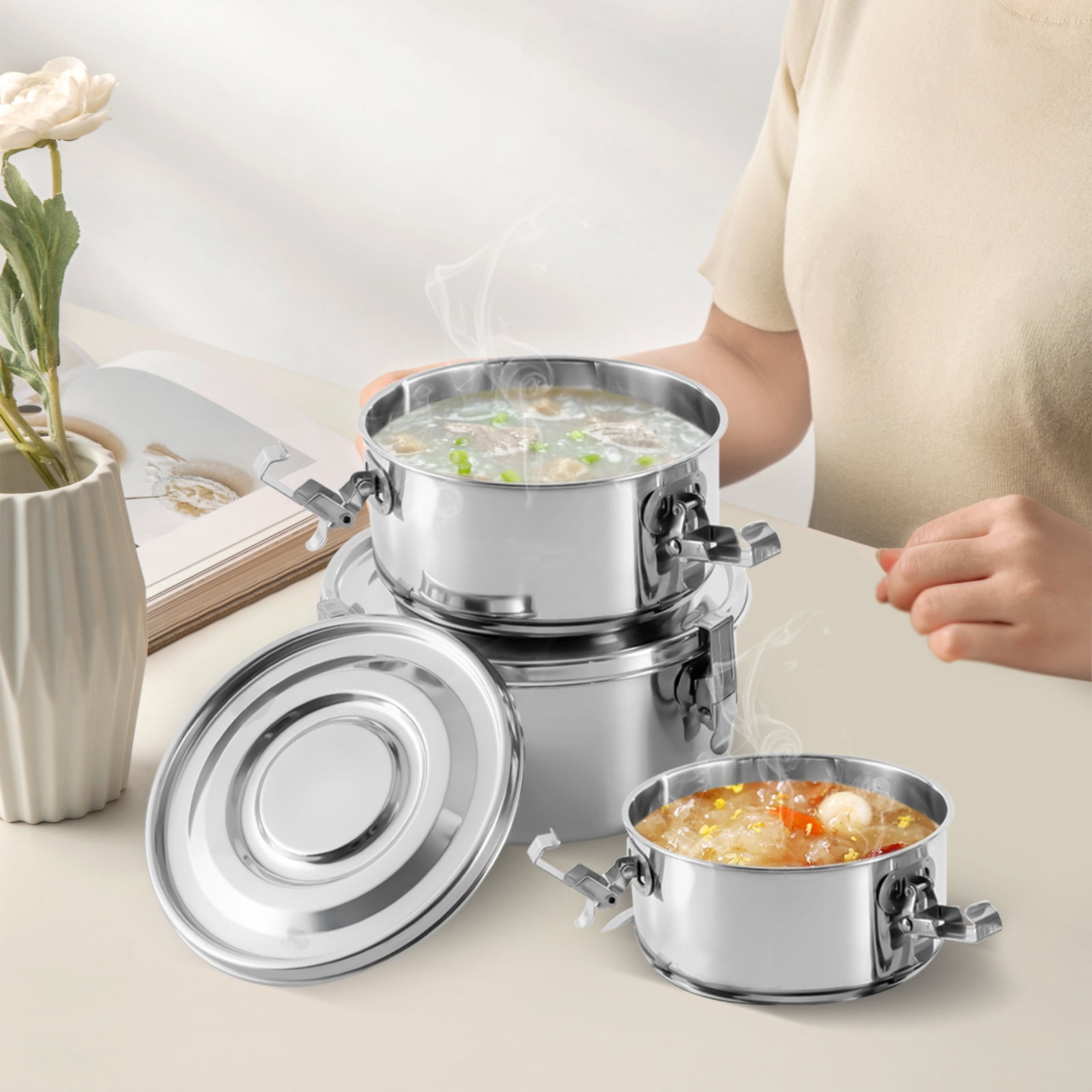 Peakora Premium Stainless Steel Food Storage Containers 304 Grade the Original Leak-Proof Airtight, Smell-Proof - Perfect for Camping Trips Lunches Leftovers Soups Salads