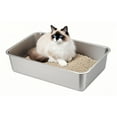 thumbnail image 5 of Stainless Steel Cats Litter Tray With Deeply Basins Design And Convenient Carrying Handle Kittens Litter Container Toilet, 5 of 9