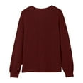 thumbnail image 5 of Women'S V Neck Waffle Knit Henley Tops Casual Long Sleeve Pullover Sweater Blouses Dark Red S, 5 of 7