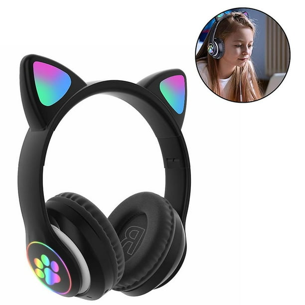 Bluetooth Casque Chat Oreille sans Fil avec Lumineuses LED, Casque