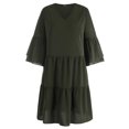 thumbnail image 3 of Purcoar Womens V Neck Ruffle Sleeve Midi Dress Tiered Panel Dress, 3 of 9
