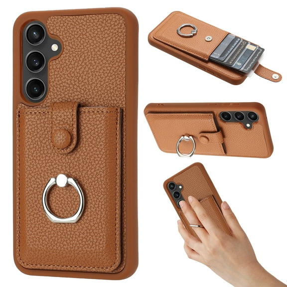 Dteck Wallet Case for Samsung Galaxy A36 5G,Shoockproof Magnetic Closure Card Slot Case with 360°Rotating Kickstand Lightweight Leather Back Phone Cover for Samsung Galaxy A36 5G,Brown