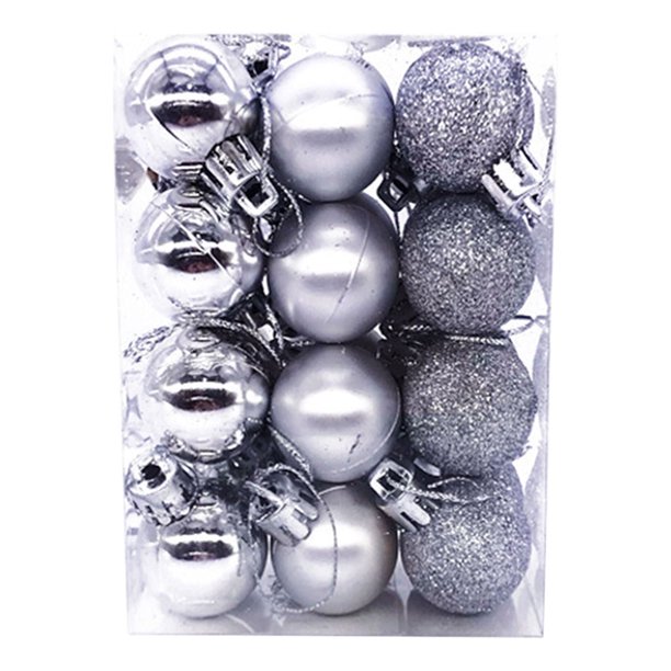 ¡Ofertas de artículos de bolas navideñas! Kyusrd 34 bolas navideñas para decoración de árbol de Navidad, decoración de fiesta de Navidad, bolas colgantes de adornos de aniversario (40 mm) plateadas