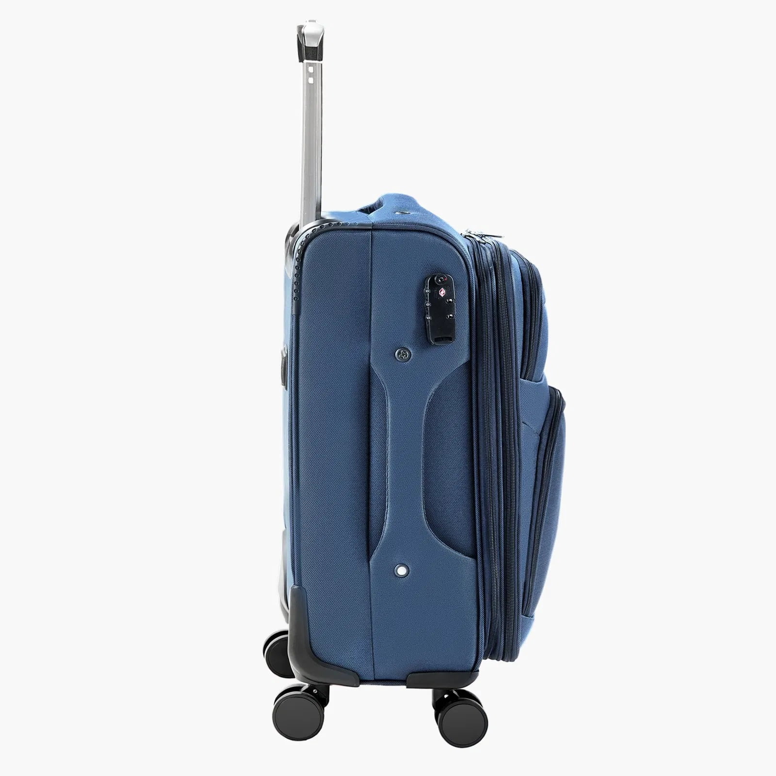 Password suitcase, soft-sided expandable luggage, 20 inches, twill Oxford fabric, with swivel wheels, lightweight, durable, wear-resistant, blue