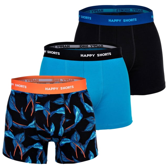 Happy Shorts Calzoncillos para Hombre, Paquete de 3 - Retro Jersey, Cintura con Logotipo Leaves 2XL (XX-Large)