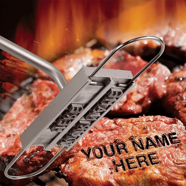 Juego Personalizado de Marca para Carne a la Parrilla – Accesorio de Barbacoa con 55 Letras Intercambiables, Seguro para Contacto con Alimentos, Ideal para Bistec, Hamburguesas y Pollo