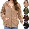 thumbnail image 7 of Lovskoo Winter Coats for Women Fuzzy Fleece Full Zip Long Sleeve Solid Color Plush Hooded Casual Jacket Black, 7 of 7