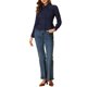 thumbnail image 2 of Camisa peplum de mujer Inspire Chic con patrón de corazones, volantes, botones y mangas largas, azul, talla XS, 2 of 6