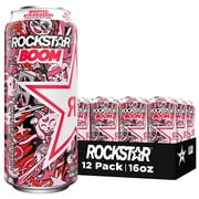 Rockstar Boom! Whipped & Blended Strawberry Energy Drink, 16 oz, 12 Pack Cans