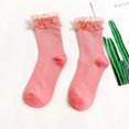 thumbnail image 2 of TZYDMN Women Ruffle Ankle Socks, Lace Lolita Kawaii Girls Cute Frilly Socks Pink 3 Pairs, 2 of 2