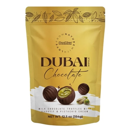 Dubai Style Milk Chocolate Truffles with Kadayif & Pistachio Cream, 12 oz.