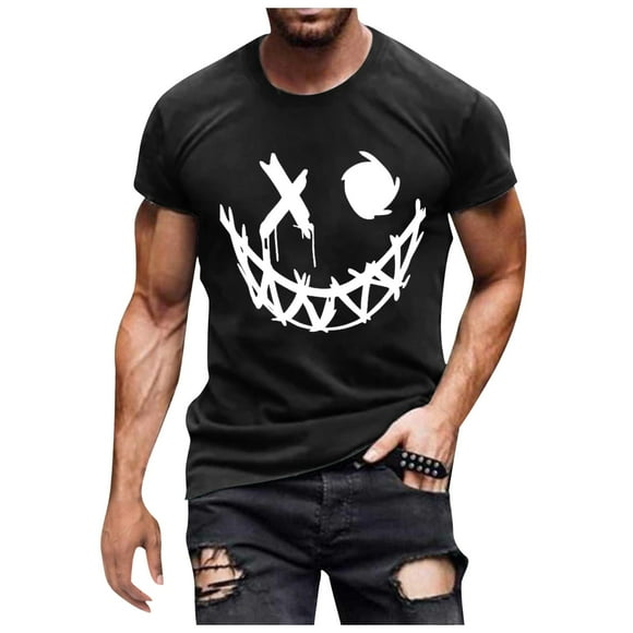 LUOGENLI Male T-shirts for Mens Men's Fashion Expression Printed T Shirt Casual Comfortable Top T-shirts for Men Graphic Tee Funny Summer Clothes 4xlt Mens T-shirts Graphic Tees Summer Clothes Black S