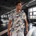 thumbnail image 3 of Wukai Colorful Flowers Print Men's Short-Sleeved Mesh T-Shirt,Quick-Dry Short Sleeve Workout T-Shirt-3X-Large, 3 of 8