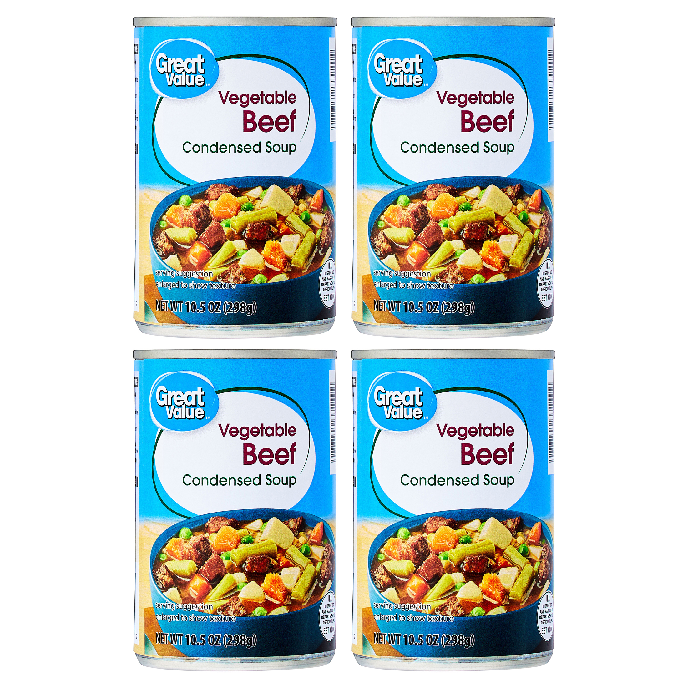 (4 pack) Great Value Vegetable Beef Soup, 10.5 oz
